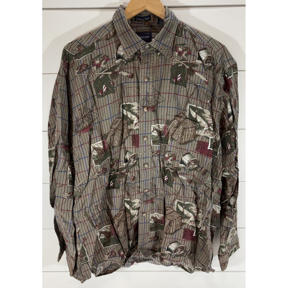 GANT / CHELSEA TWILL - Duck Hunting Fly Fishing Mens Button Up Shirt Size L